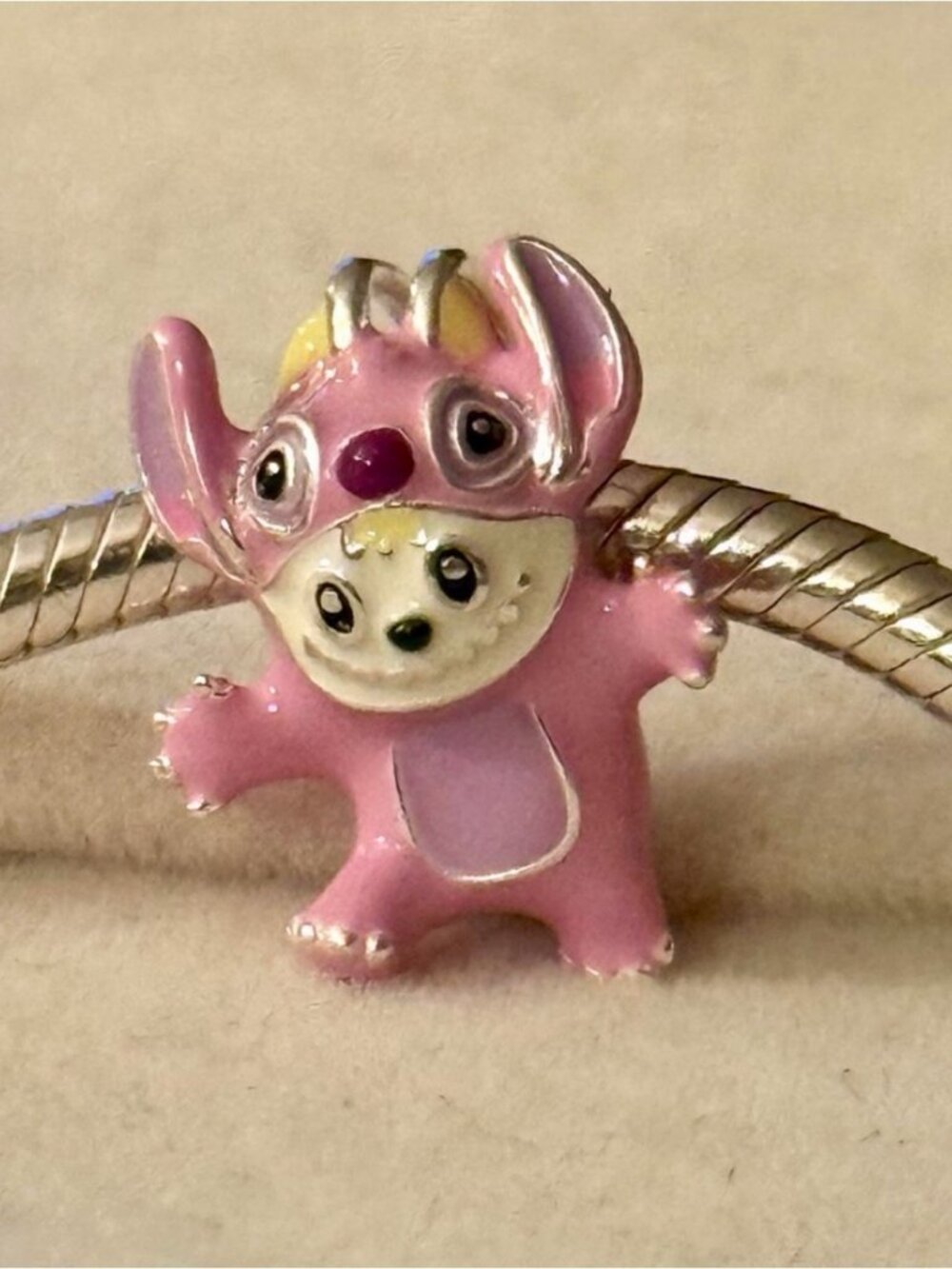 Labubu Stitch Pink Character Charm Bead